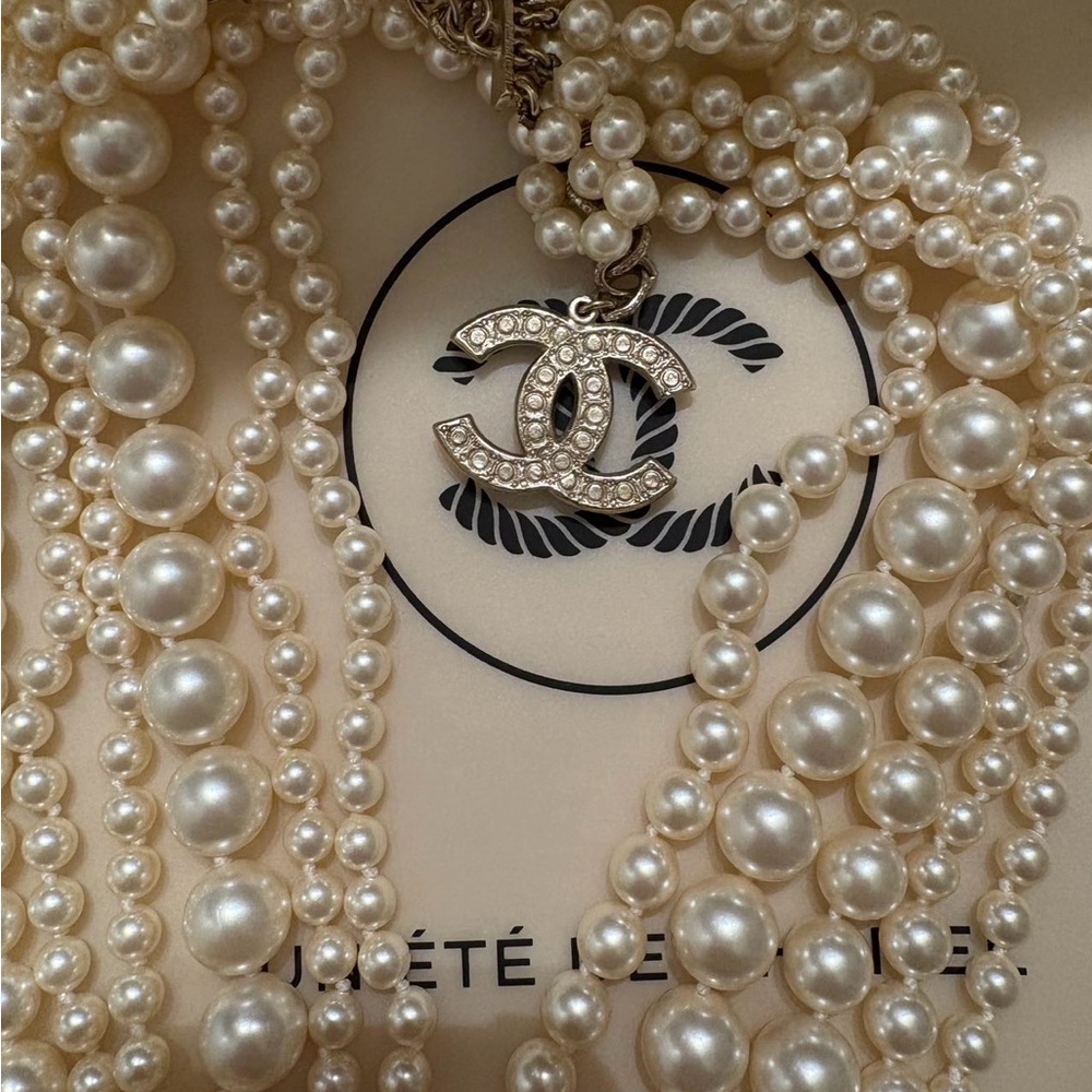 Chanel Pearl CC Long Multi‑Strand Necklace